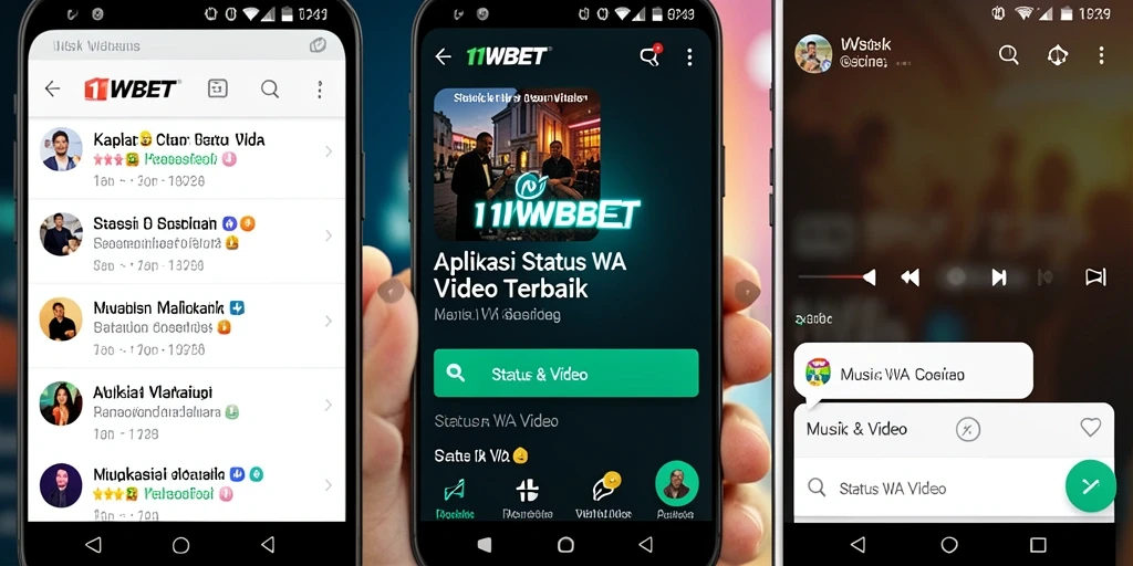 Antarmuka aplikasi 11WBET untuk unggah Status WA Video yang menarik.