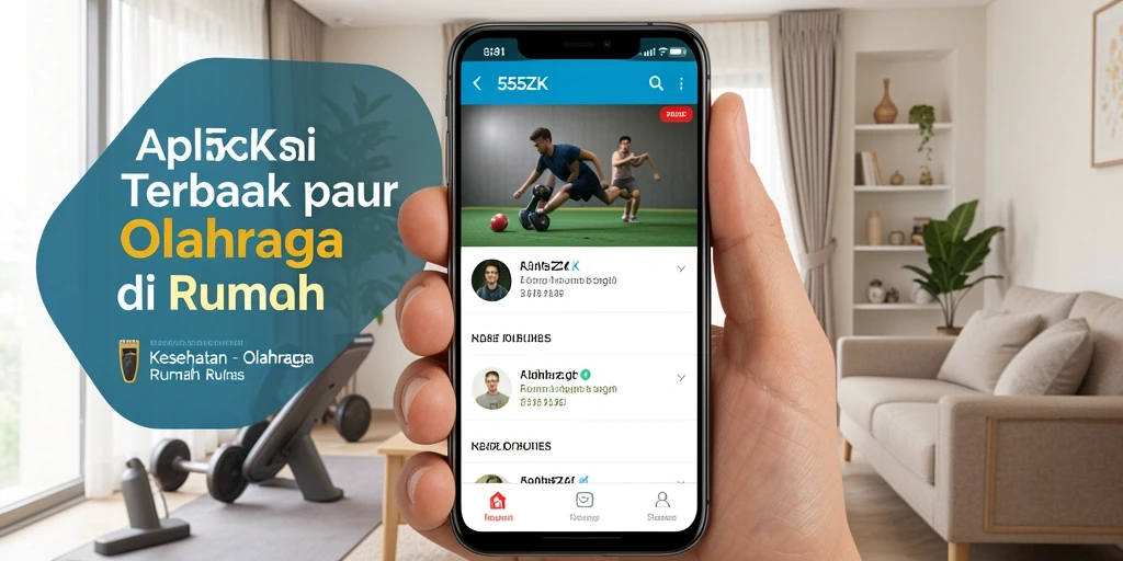 Tampilan antarmuka aplikasi Olahraga Rumah 555ZK yang menarik.