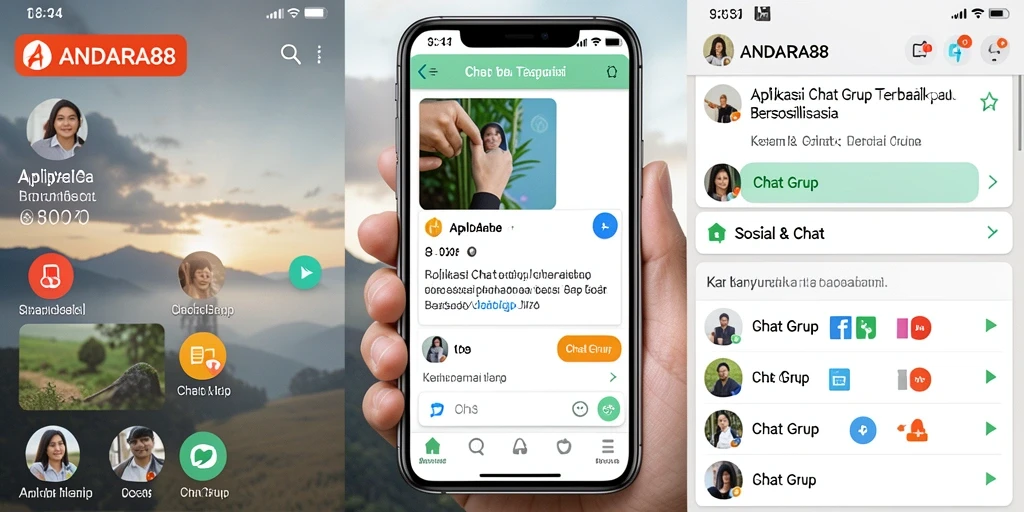 Tampilan antarmuka utama aplikasi Chat Grup ANDARA88 yang user-friendly.