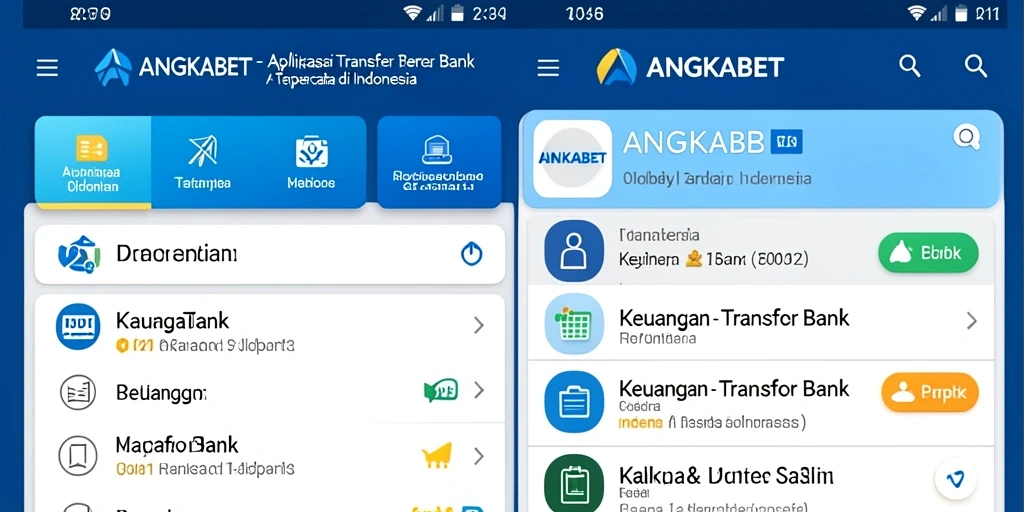 Tampilan antarmuka aplikasi ANGKABET dengan fitur Transfer Bank yang efisien.
