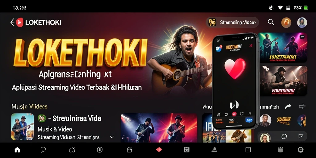 Screenshot aplikasi LOKETHOKI menunjukkan antarmuka pengguna yang menarik dan fungsionalitas streaming video.