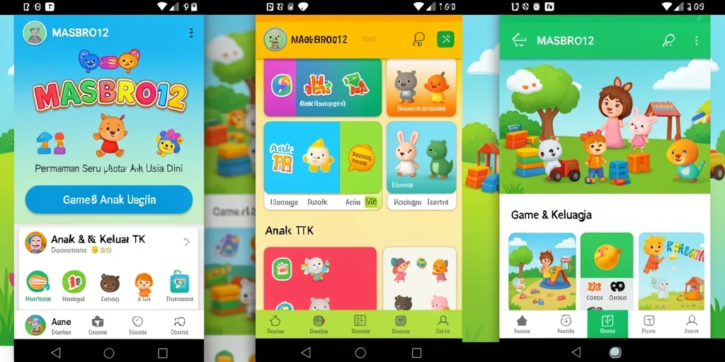 Antarmuka menarik dan edukatif dari MASBRO12 untuk anak-anak.