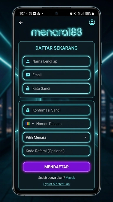 Panduan Lengkap Registrasi Akun menara188 untuk Pengguna Android
